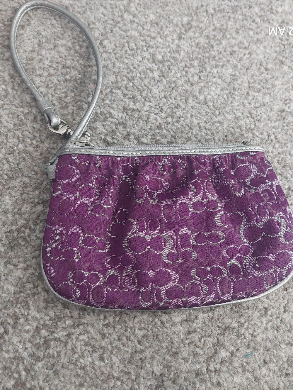Coach Metallic Purple Optic Lurex Mini Wristlet